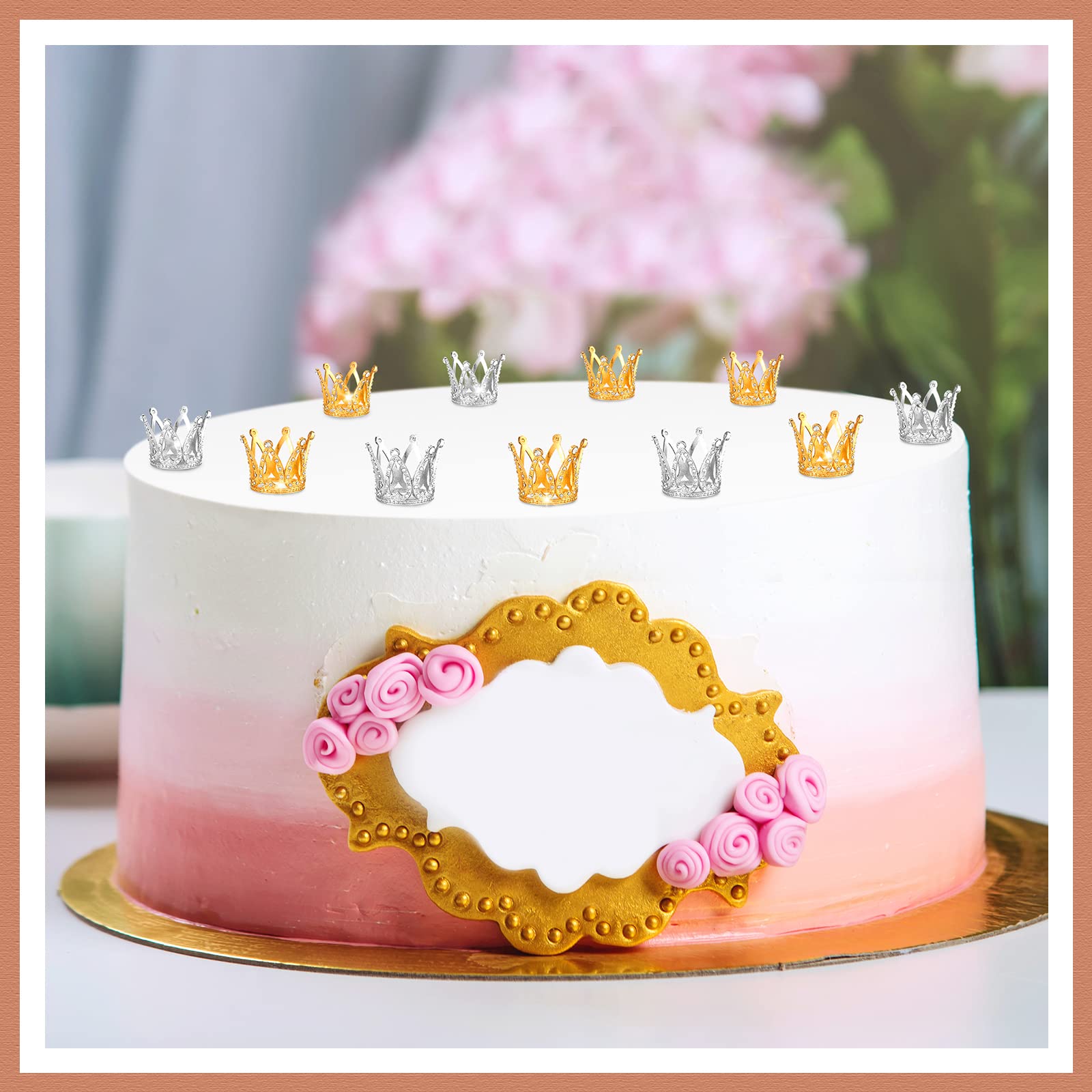 12 Pcs Crown Cake Topper Mini Baby Crown Tiny Queen Crown Small Princess Headpiece Cake Decoration for Women Lady Girl Bridal We
